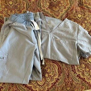 Figs Steel Blue Scrub Top and Pants